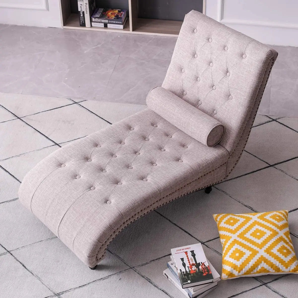 Couch Macer- Single Modern Sofa Bed Lounge Lazy Sofa Bed Chair Fabric Recliner Couch Wooden Legs for Home Living Room Bedroom Rest Room Furneez