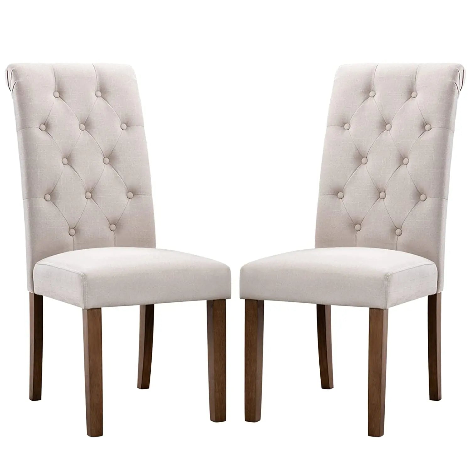 Dining Chair Clob- Wooden Handmade Button Tufted Teak Wood Chair for Dining Table, Office Chair Upholstery Chair for Living room (Set of 2) Furneez