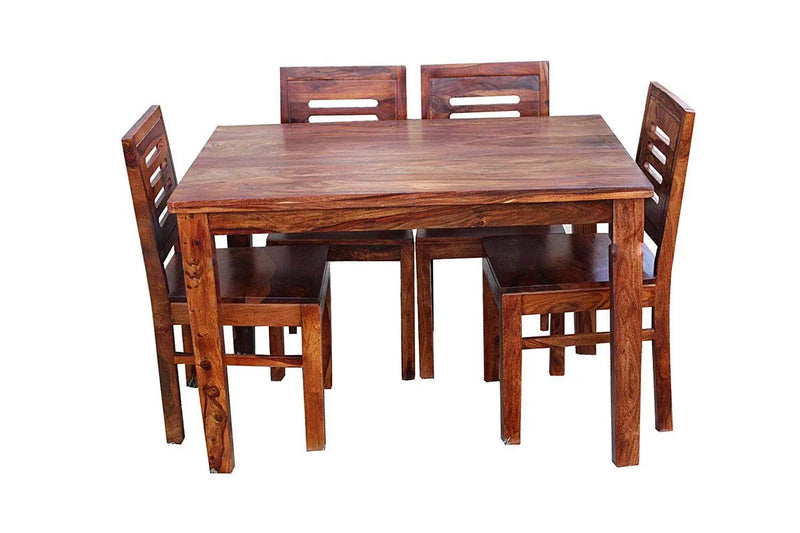 Dining Set Atop- Wood Square Dining Table With 4 Cushioned Chair For Living Room Wooden 4 Seater Dining Table Sets For Home Kitchen Modern Dining Room Furniture Furneez