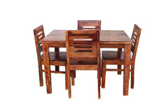 Dining Set Atop- Wood Square Dining Table With 4 Cushioned Chair For Living Room Wooden 4 Seater Dining Table Sets For Home Kitchen Modern Dining Room Furniture Furneez