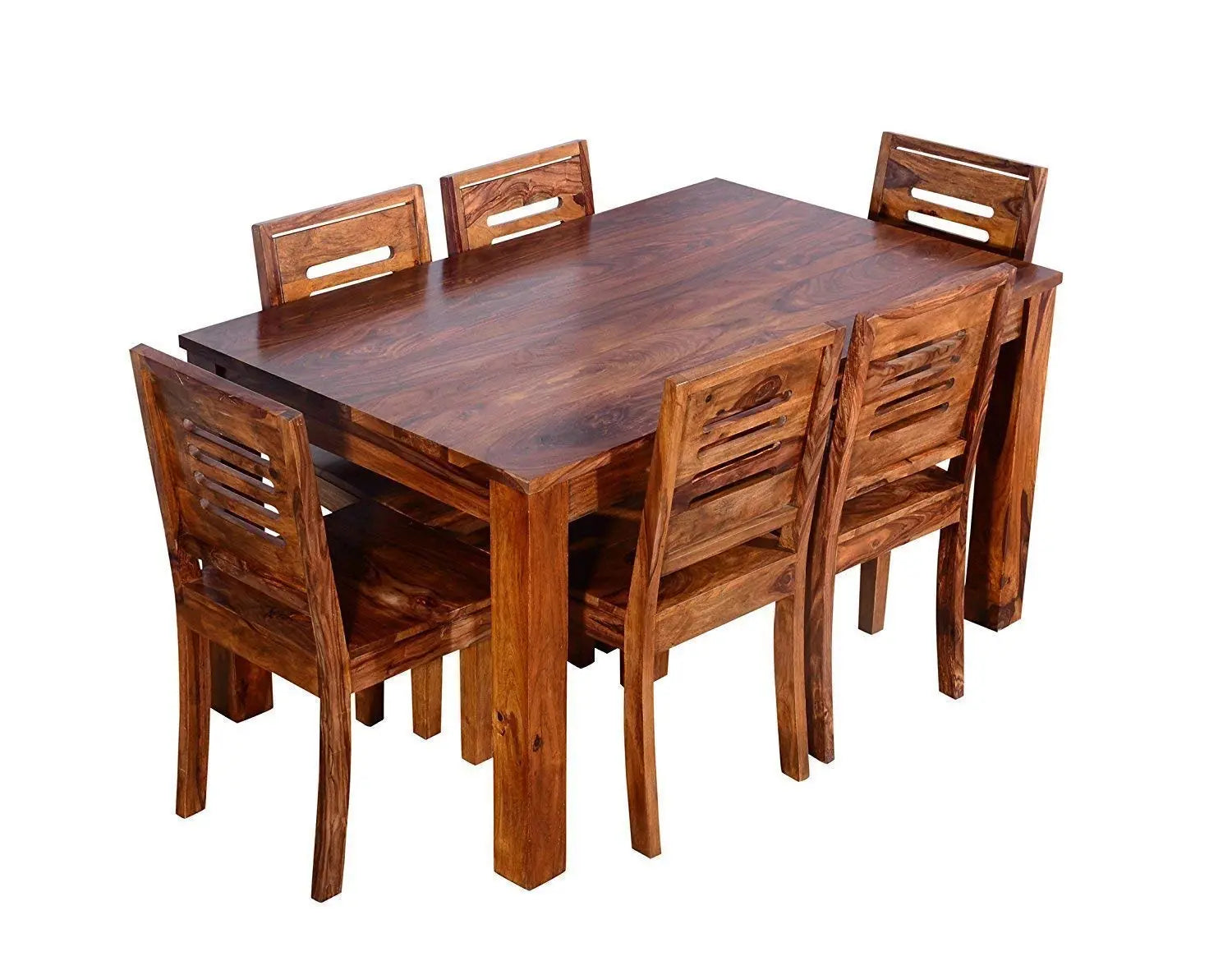 Dining Set Levy- Wooden Dining Table 6 Seater | Six Seater Dinning Table with 6 Chairs for Home | Dining Room Sets for Restraunts | Sheesham Wood, Teak Brown Finish Furneez