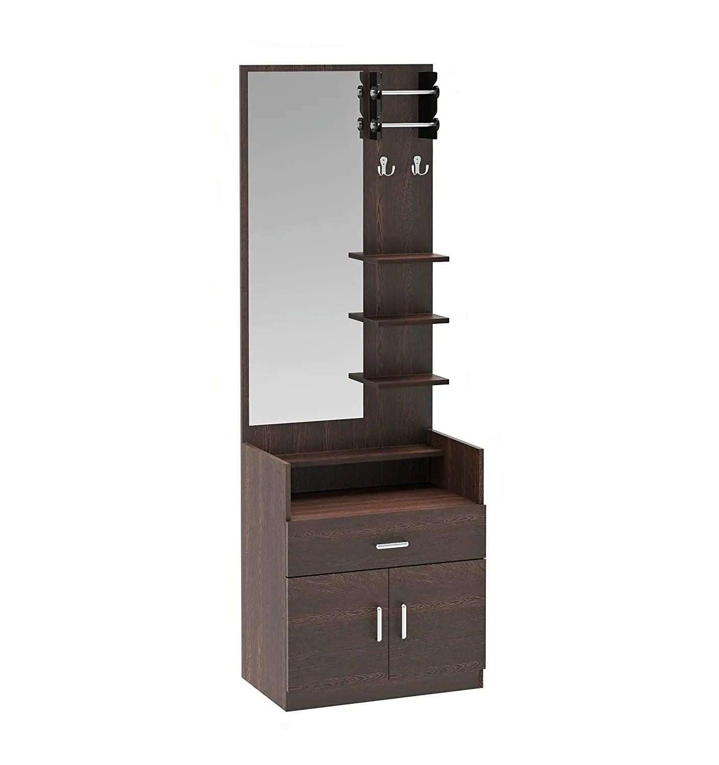 Dressing table Lave- Engineered Wood Engineered Wood Dressing Table Mirror with Shelves, Bangle Holder & Hooks Furneez