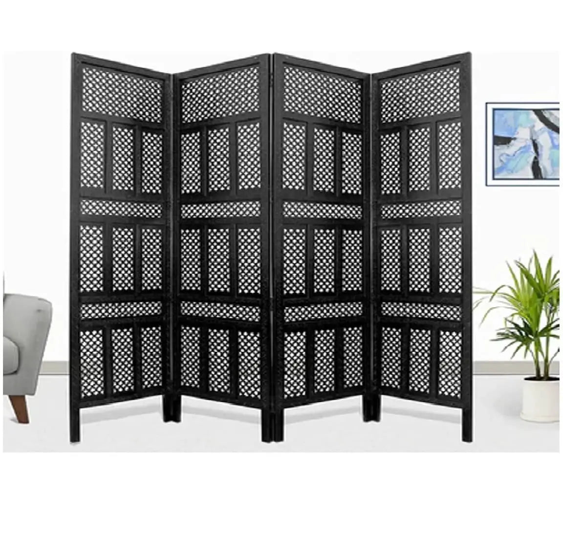 Partition Ammo- Wooden Room Partition for Living Room, Room Divider 4 Panel, partition for Pooja Room, Screen Separator, Partition Wall Divider Furneez