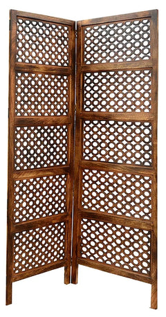 Partition Zest- Wooden Partition Screen Separator || Room Divider Traditional Handicrafts Antique for Living Room, Bedroom, Office and Restaurant (Brown) Furneez