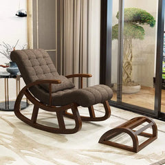 Rocking chair Jags- Wooden Rocking Chair with Footrest Balcony Swing Chair Recliner Adults Lazy Sofa Easy Chair with footrest for Relax for Adults Furneez