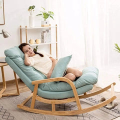 Rocking chair Pixy- Wooden Rest Chair Bedside Chair Leisure Backrest Chair with Footrest, Easy Chair, Rolling Chair for Living room & Grandparents Recliner Relaxation Furneez