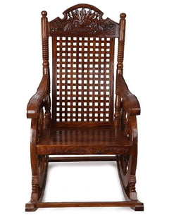 Rocking chair Ritz- Handcrafted Wooden Rocking Chair | Wooden armrest Chair with Back Support for Living Room Furneez
