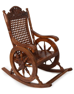 Rocking chair Ritz- Handcrafted Wooden Rocking Chair | Wooden armrest Chair with Back Support for Living Room Furneez