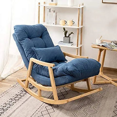 Rocking chair Zebu- Wooden Rest Chair Bedside Chair Leisure Backrest Chair with Footrest Stool, Easy Chair Recliner Relaxation Chair with Stool Lazy Chair Furneez