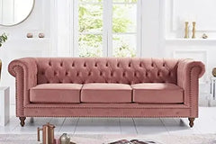 Sofa Alto - Modern & Luxury 1/2/3 Seater Sectional Sofa, Rolled Arm in Velvet Classic Chesterfield Sofa Set | for Home & Living Room & Office Furneez
