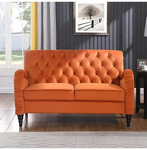 Sofa Chex- 3 Seater Teak Wood Chesterfield Modern Velvet Sofa Furniture for Living Room Guest Room Hotels Furneez