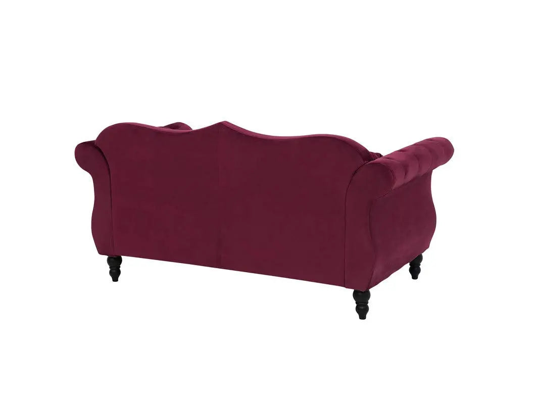Sofa Hank- Solid Sal Wood Velvet Upholstered 2/3/5 Seater Button Tufted Chesterfield Sofa Set for Living Room, Black Color Furneez