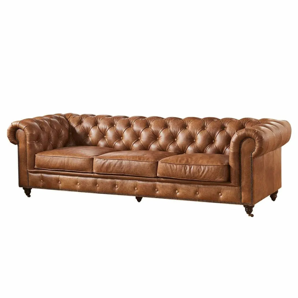 Sofa Sera- Wooden Classic 3+2=5 Seater Luxury Chesterfield Sofa in latherrate for Home Living Room & Office Furneez