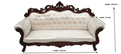 Sofa Vert- Wooden 3 + 1 +1 Seater Sofa Set for Home & Office- Traditional Wood Carving Work Sofa 5 Seater Furneez