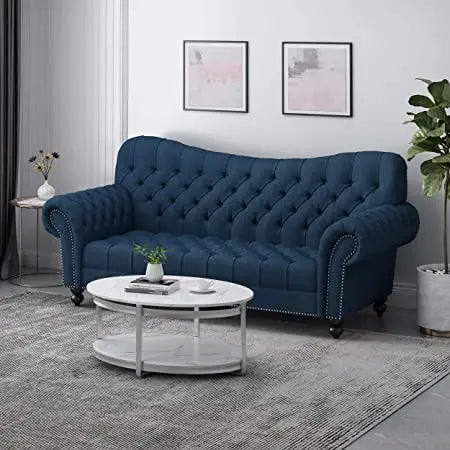 Sofa Whiz- Wooden Button Tufted Fabric Molfino 3 Seater Chesterfield Modern/Style/Luxury Sofa for Living Room & Office Furneez