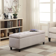 Storage Bench Fado - Wooden 2 Seater Luper Tufted Storage Ottoman pouffes with Storage Bench for Living room | Entryway Bench for Hallway Furneez