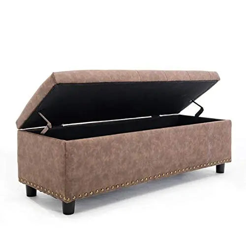 Storage Bench Fado - Wooden 2 Seater Luper Tufted Storage Ottoman pouffes with Storage Bench for Living room | Entryway Bench for Hallway Furneez