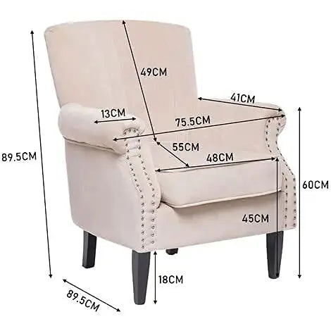 Wooden High Density Foam Wing Chair Arm Chair Wing Chair for Living Room Arm Rest Chair Single Sofa Cushioned Lounge Chair Furneez