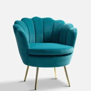 Barrel Chair FNZ02- Wooden Handmade Golden Legs Grey Tufted Barrel Chair with Unique Design Chair in Living room & Bedroom Wing Chair for Living Room